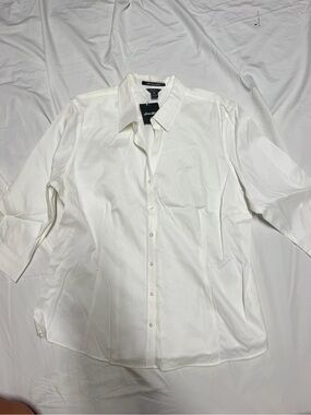 Eddie Bauer Men's White Button-Front Dress Shirt